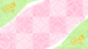 【素材】七宝市松模様・継ぎ紙・梅・黄緑・桃色【フリー素材処くらげや】