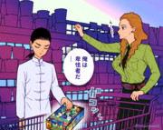 サリィのカートに勝手にガンプラ(ナタク)を入れる五飛