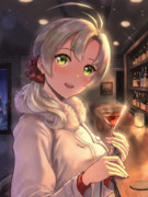 提督とバーでカクテルを楽しむ衣笠さん