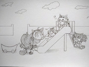 公園で遊ぶタマちゃん達