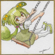 ブランコで遊んでるずんだもん