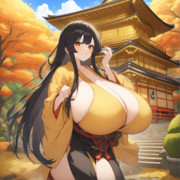 金閣寺を観光する爆乳の葉村ラヴィアン