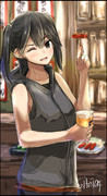 川内さんと立飲みで赤ウィンナー食べながら乾杯ってなもんよ