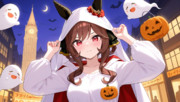 ハロウィンでゴーストの仮装をしたジェンティルドンナ
