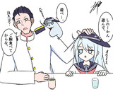 鳳翔さんの食堂でご飯を注文する司令官と響さんとふぇにっくす