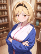 陶芸の工房でドヤ顔腕組みするジータちゃん