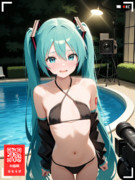 豪邸のプールで「プライベートな撮影会」に参加する初音ミク