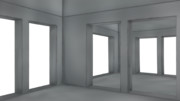 【素材】背景・廃墟・建設途中・昼・窓のみ透過素材・斜めアングル【フリー素材処くらげや】