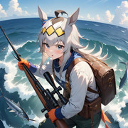 マグロ釣りをするオグリキャップ