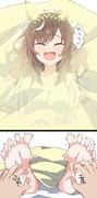 足裏をくすぐられるブエナちゃん