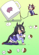 スぺちゃんとカフェのイラスト