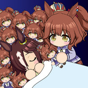 ウオッカがさびしくないように、寝てる間にありったけのマーちゃん人形を捧げましょう