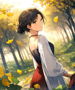 銀杏並木と団地妻