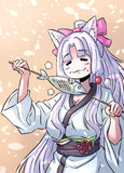 サカナを食べるイタコさん