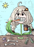 歯磨きするあかり草