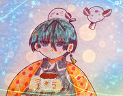 シマエナガと一緒の休息時間。