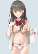 脱いでもリボンは残したままがいいんでしょ？と聞いてくる早潮ちゃん