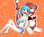 ロスワ水着の小傘と蛮奇