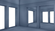 【素材】背景・廃墟・建設途中・早朝・窓のみ透過素材・斜めアングル【フリー素材処くらげや】