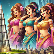 AI生成　ファビュラスな巨大姉妹のイラスト