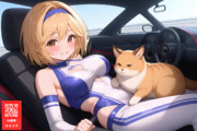 レースクイーンのジータちゃんと猫