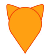 【素材】ネコミミマップピン・オレンジ・透過素材【フリー素材処くらげや