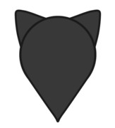 【素材】ネコミミマップピン・黒・透過素材【フリー素材処くらげや