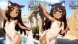 【AIアニメ】褐色猫耳太眉ロリ