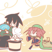 餅に釣られるヘビテトさん