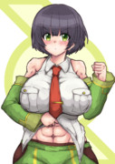 今日の上着たくし上げ腹筋バキバキ部