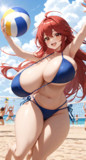 ビーチバレーする娘