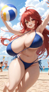 ビーチバレーする娘