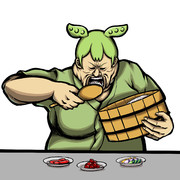 他人の家に勝手にあがりこみ冷蔵庫の中身などをおかずにめしを食っている　ずんだどん