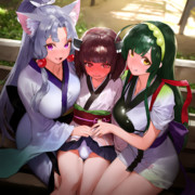 NovelAI 東北三姉妹のｺｯｼｮﾘ家族写真