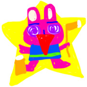 かわいいうさぎのお餅つき