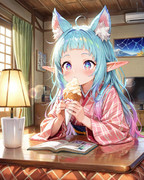 コタツでソフトクリーム