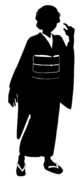 【素材】シルエット・立ち絵・モノクロ・和装女性【フリー素材処くらげや】