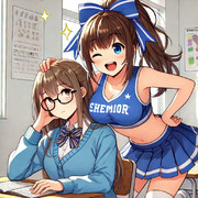 テストを受ける受験生を応援するチアガール