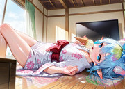 着物とソフトクリーム