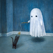 黒い猫と白いお化け
