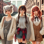 AI画像　小樽3人娘