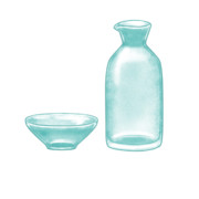 【素材】ぐい呑み・徳利・ガラス・半透明【フリー素材処くらげや】