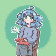 膝の上に乗っけてる絵