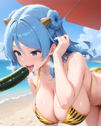 恵方巻を食べる虎柄ビキニの浦風その2