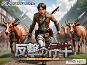 【AIイラスト】反撃の仔牛