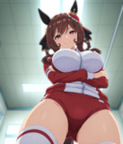 トレーナーにトレーニングをさせるジェンティルドンナ