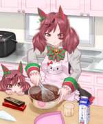 バレンタインチョコで料理中