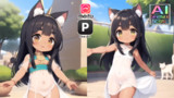 【AIうごイラ】褐色猫耳ロリ