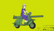 スクーターに乗る魔弾少女姉貴.gif
