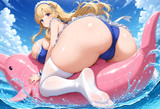 むっちりお尻ピンクイルカ乗りメイドビキニフレッチャー